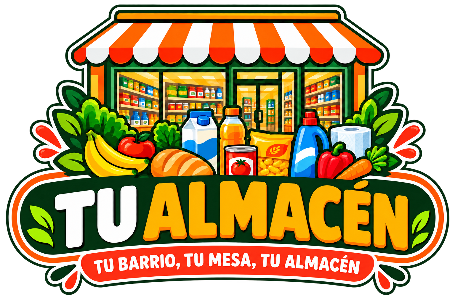 Logo de Tu Almacén con el lema Tu barrio, tu mesa, tu almacén